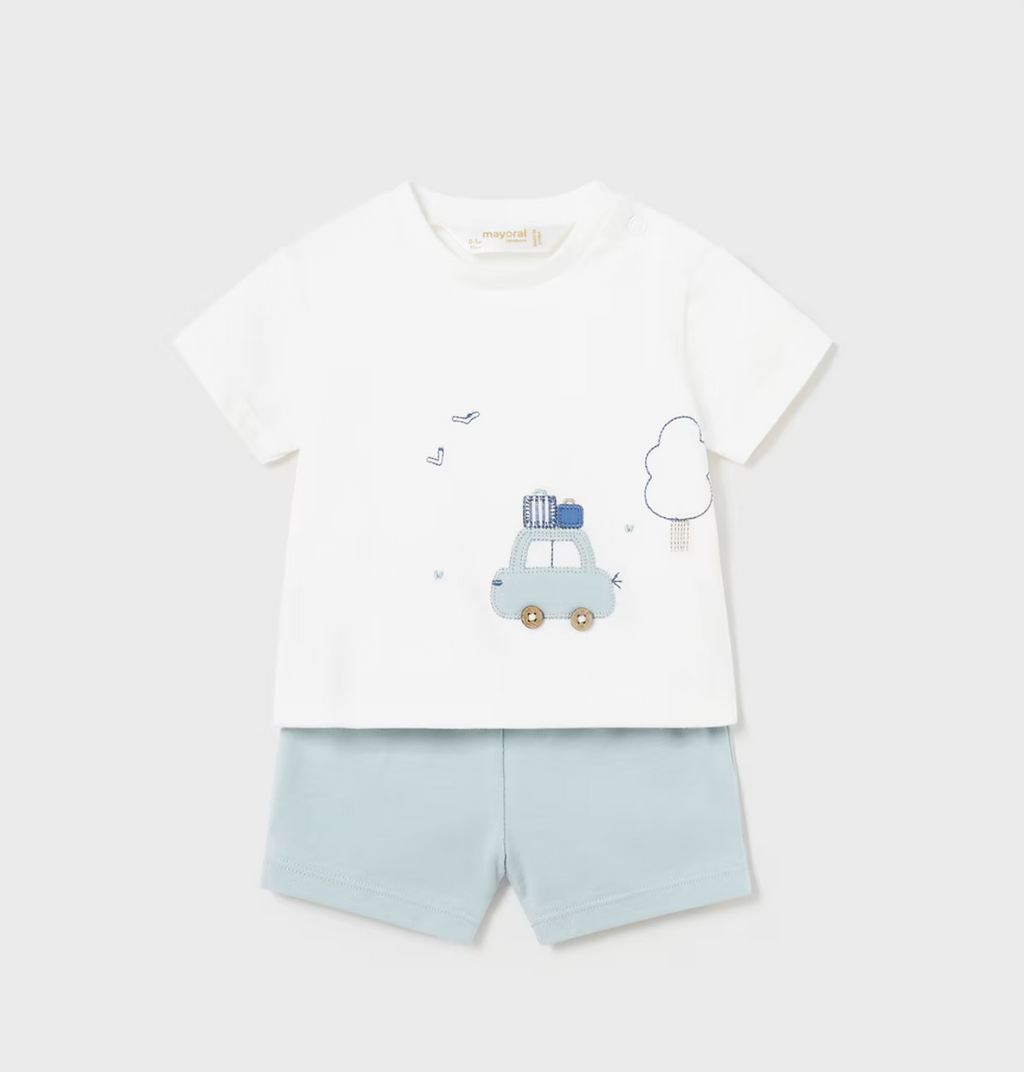 Mayoral Baby Boys 2 Piece Outfit Set Blue Shorts & T-shirt | New Season