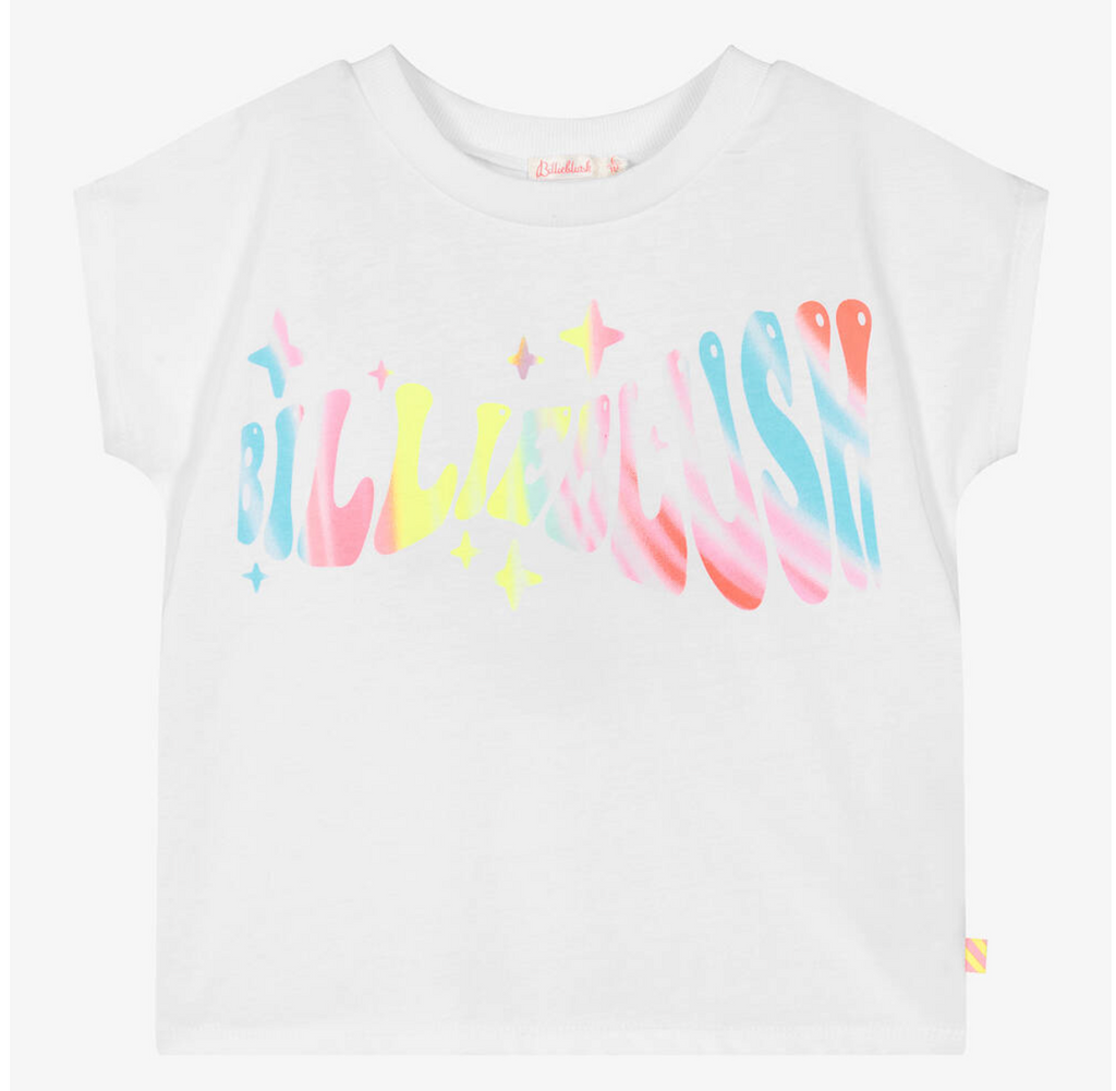 Billieblush Girls Slogan Short Sleeved White T-shirt | New Season