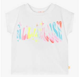 Billieblush Girls Slogan Short Sleeved White T-shirt | New Season