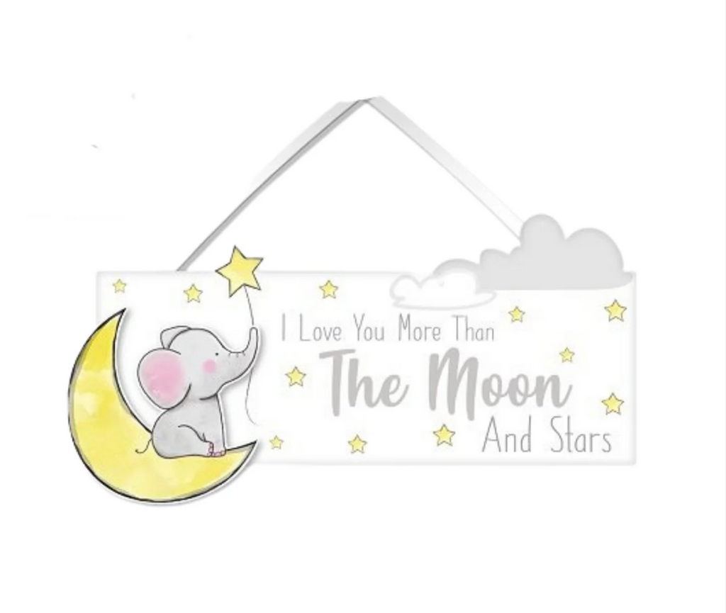 Baby 'Love you more than the moon and Stars' Assorted Baby Wooden Sign (25 x 9 x 0.6 cm)