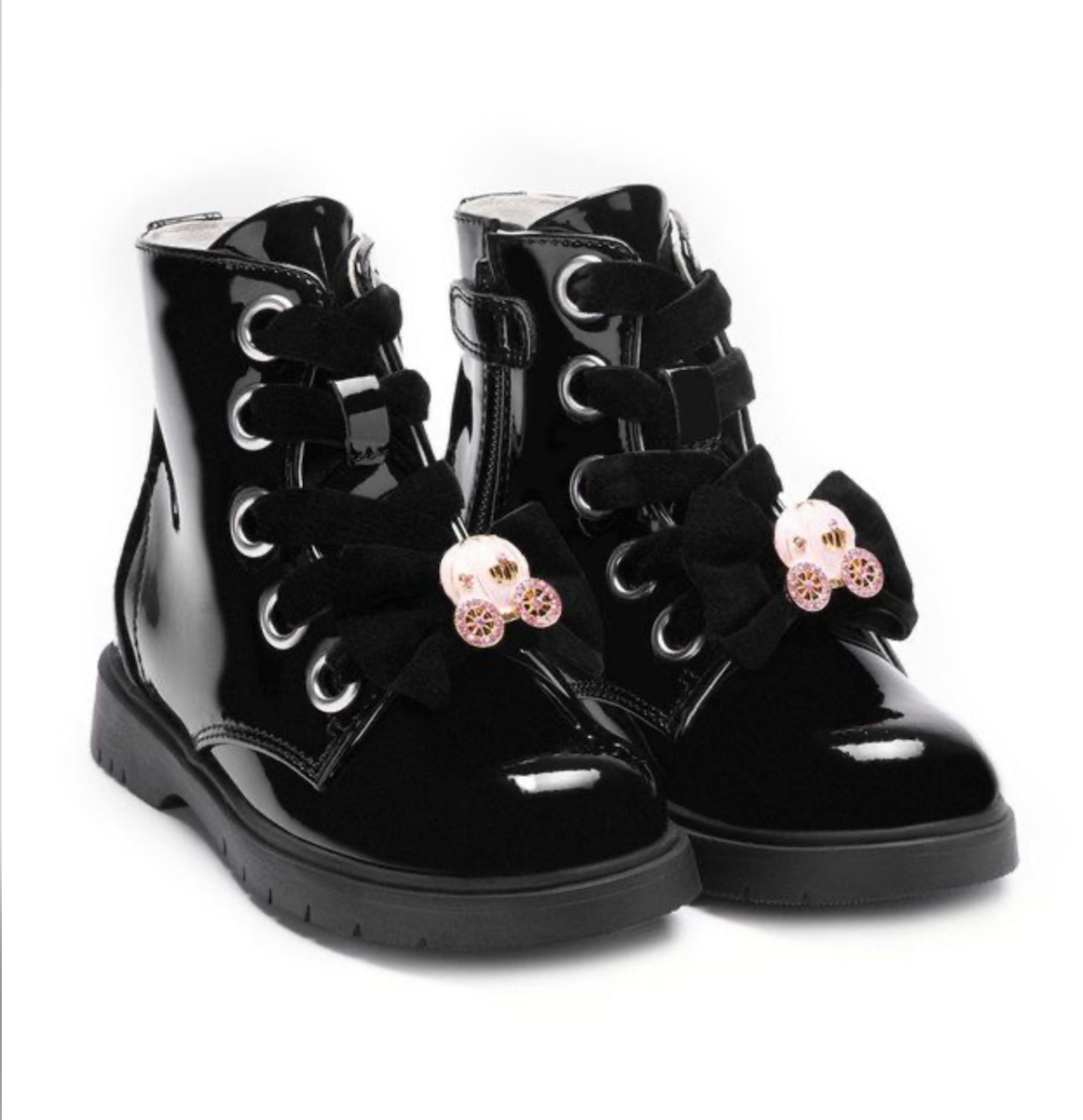 Lelli Kelly Black Patent Girls Boots with Princess Carriage Charm For Di Fiocco 20 OFF