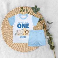Personalised When I Wake Up Birthday Kids Blue Short Pyjamas