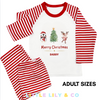 Personalised ADULT Christmas Pyjamas Red Striped Pyjamas - MATCHING FAMILY PYJAMAS