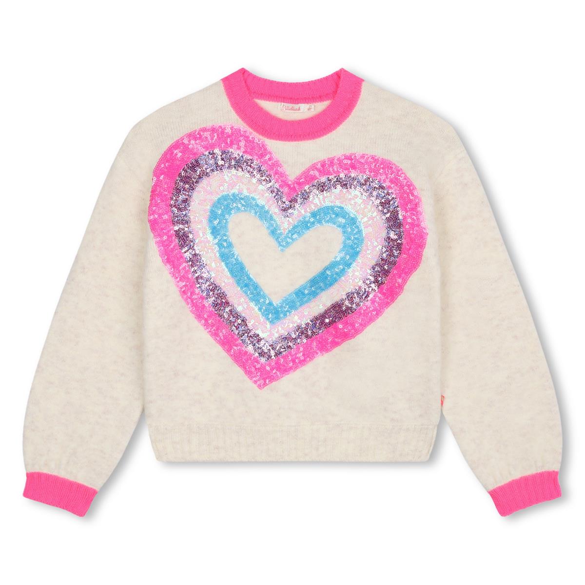 Billieblush Girls Pink Heart Sequin Knitted Jumper New Season Little Lily Co
