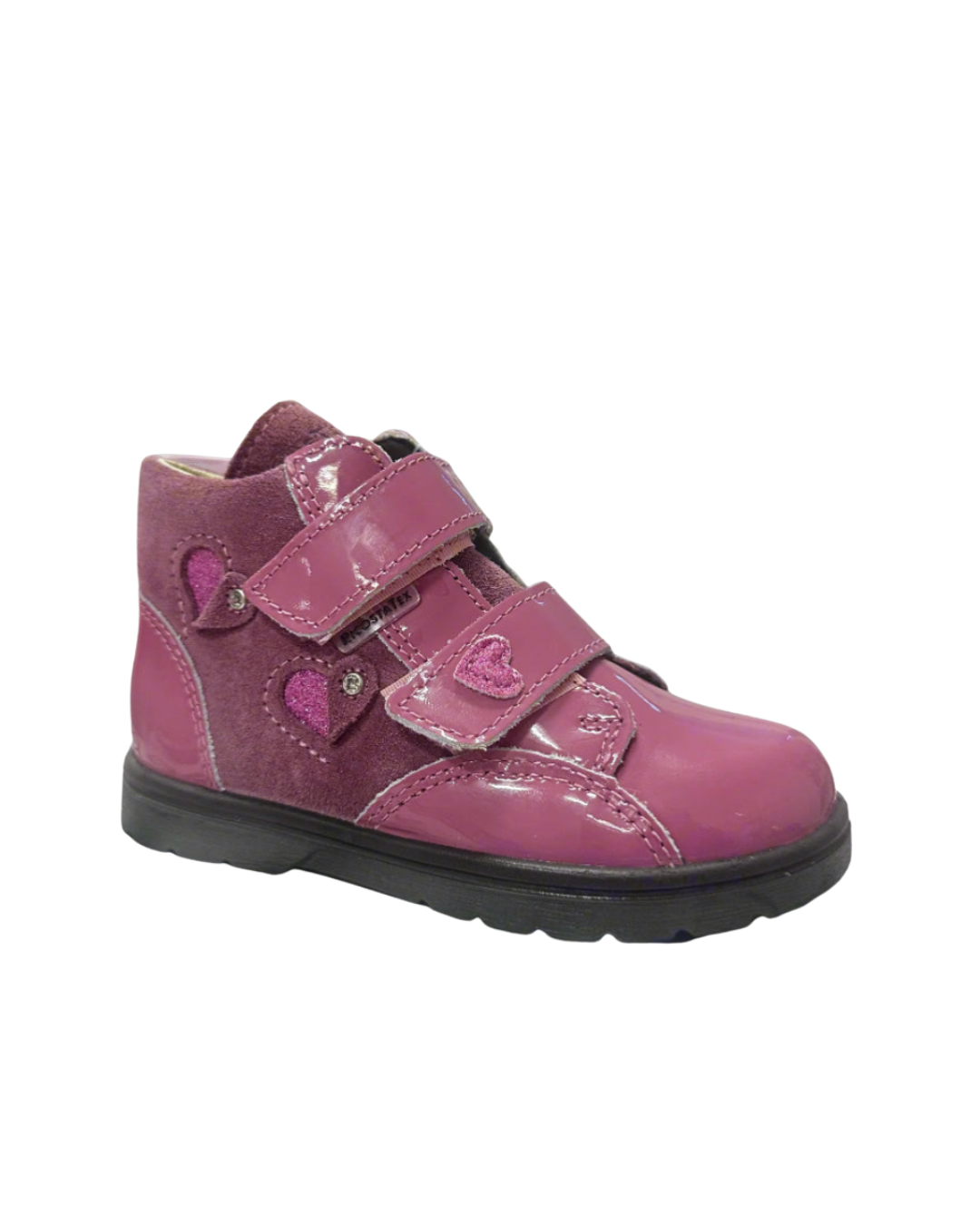 Ricosta Abby Pink Patent and Suede Velcro Girls Ankle Boot Waterproof