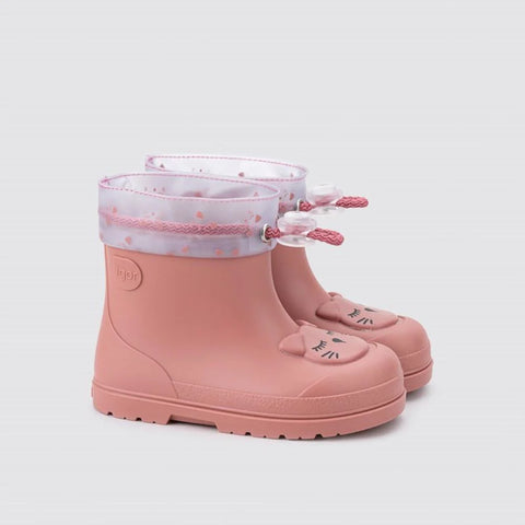 Igor Mendi Gato Rose Pink Girls Rain Boots Wellies Barefoot Concept Little Lily Co
