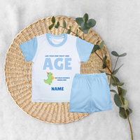 Personalised When I Wake Up Birthday Kids Blue Short Pyjamas