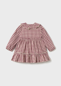 Mayoral Girls Toddler Gingham Blush Pink Dress with Collar