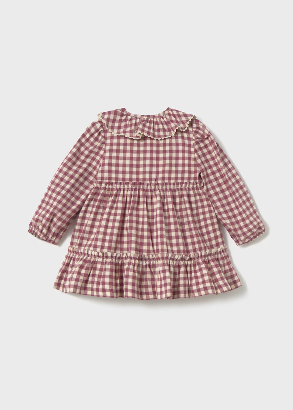 Mayoral Girls Toddler Gingham Blush Pink Dress with Collar