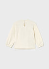 Mayoral Toddler Girls Appliqué Cream Long Sleeved and Pink T-shirt
