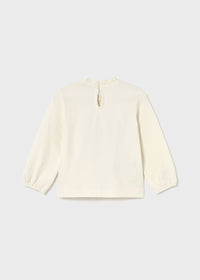 Mayoral Toddler Girls Appliqué Cream Long Sleeved and Pink T-shirt