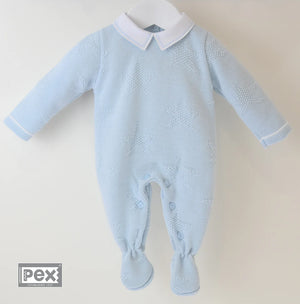 Pex Baby Boys Blue Star Knitted Romper/ Sleepsuit | 40% OFF
