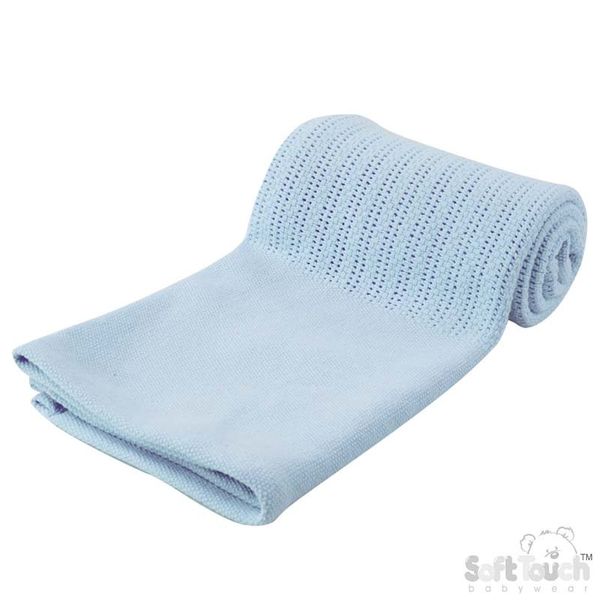 Baby Boys Blue Knitted Soft Touch Deluxe Blanket
