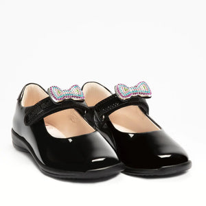 Lelli Kelly Erin 2 Bow Black Patent School Shoes | LKSO8156DB01465