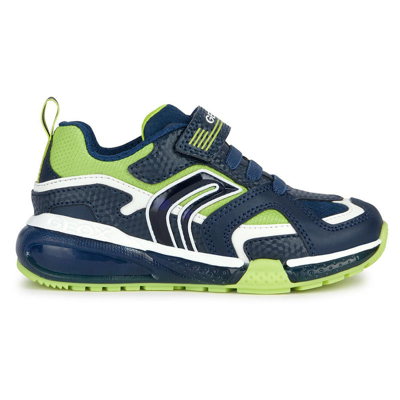 Geox Bayonyc Boy Trainers Navy & Lime Light Up Shoes