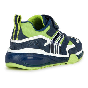Geox Bayonyc Boy Trainers Navy & Lime Light Up Shoes