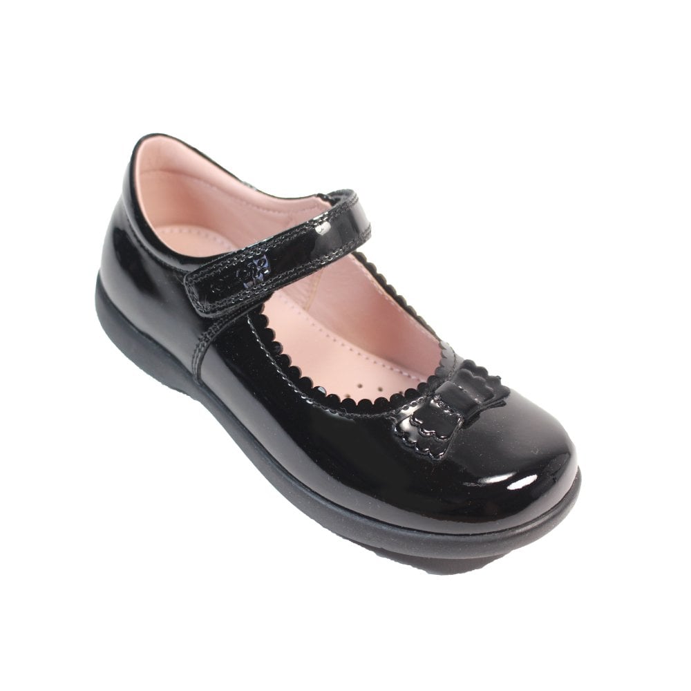 Geox J Naimara Black Bow Patent Girls School Shoes BACK TO