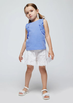 Mayoral Girls Blue Ruffle Vest Summer Sleeveless Top | 3097 | New Season SS24