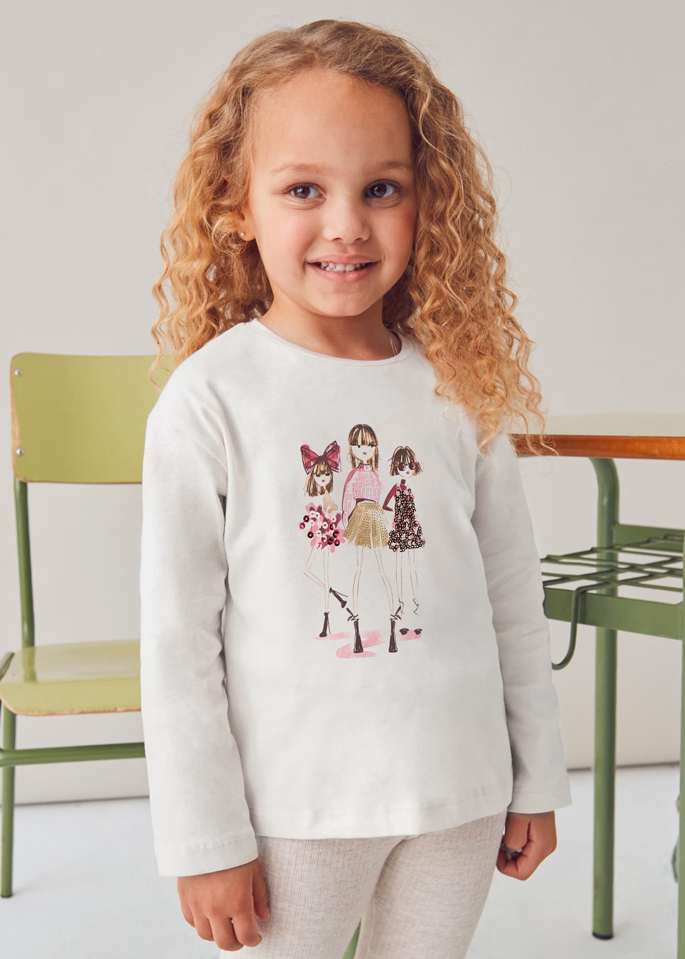 Mayoral Girls Long Sleeved Sequin Motif T-shirt