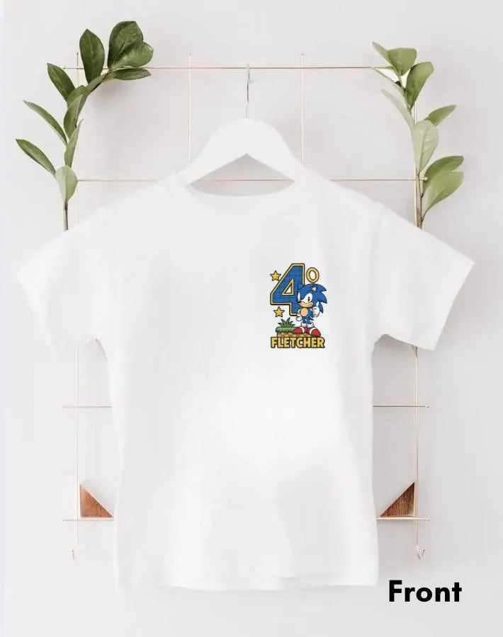Personalised Children's Boys Birthday T-shirt - Sonic Themed