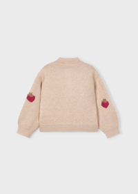 Mayoral Girls Beige Knitted Cardigan Strawberry Embroidery