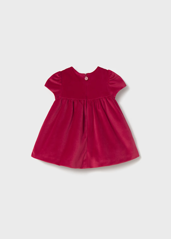 Mayoral Baby Girls Cherry Red Velvet Dress  Little Lily & Co