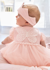 Mayoral Girls Pink and Gold Tulle Dress with Bodysuit & Matching Crown Headband  | New Season