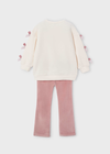 Mayoral Girls Bow Sweatshirt and Matching Leggings Outfit Set in Blush Pink