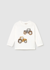 Mayoral Boys Toddler Interactive Tractor Long Sleeved T-shirt in Cream