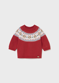 Mayoral Baby Red Puppy Festive Knitted Jumper