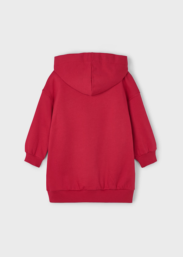 Mayoral Girls Red Fleece Long Dress Hoodie