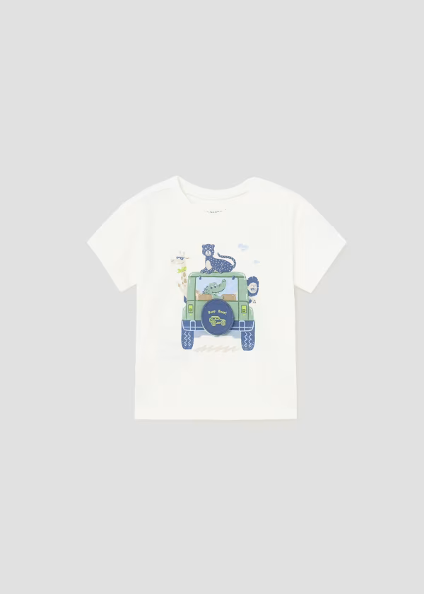 Mayoral Boys Cream Interactive Printed T-shirt Short Sleeved  | New Season SS24