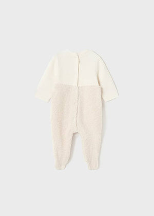 Mayoral Unisex Baby Ivory &  Beige Teddy Bear Fleece Babygrow