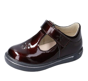 Ricosta Winona Girls Burgundy Patent Leather T-Bar Shoes