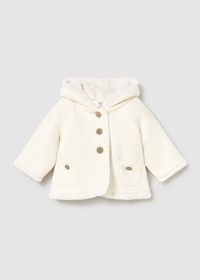 Mayoral Baby Cream PomPom Winter Knitted Cardigan Jacket with Fur