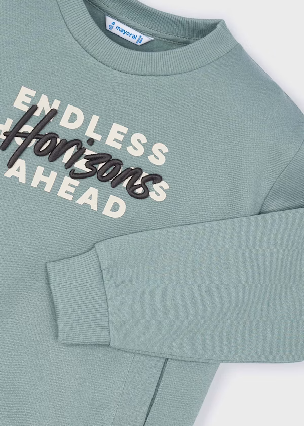 Mayoral Boys Glacier Blue Embriodred Slogan Jumper