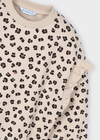 Mayoral Girls Ruffle Sleeved Leopard Print Jumper