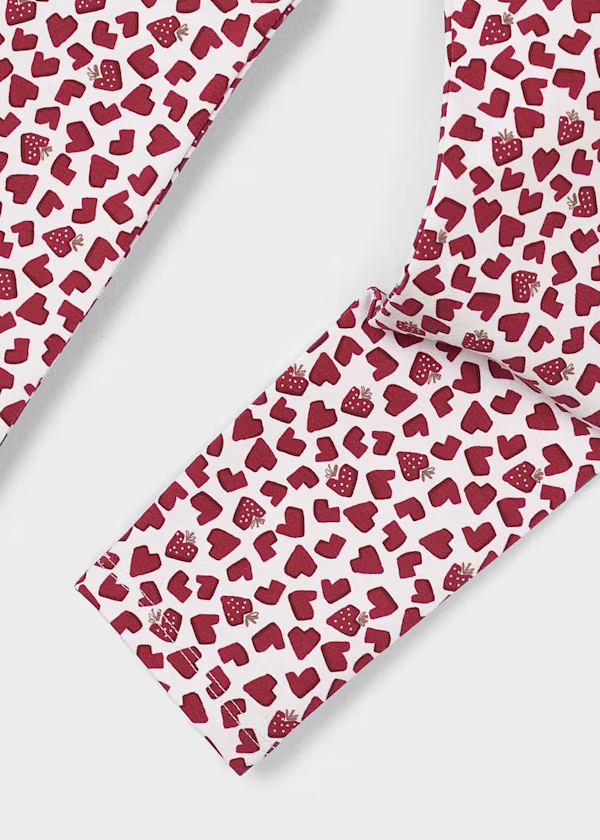 Mayoral Girls Red Printed Strawberry Heart Printed Leggings