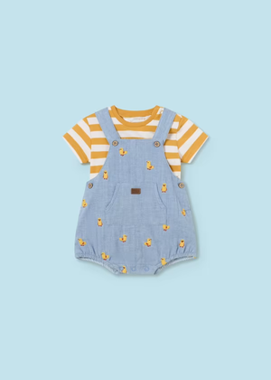 Mayoral Baby 2 Piece Short Dungaree & T-shirt Set Duck Easter Outfit