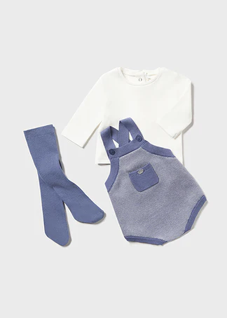 Mayoral Baby Boy Blue Knitted Romper Dunagrees Outfit Set