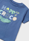 Mayoral Boys Indigo Blue Happy Crocodile Printed Short Sleeved T-shirt - Aqua | New Season SS24
