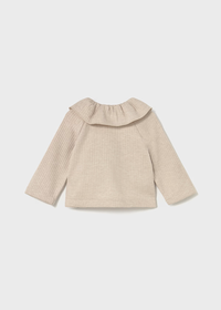 Mayoral Toddler Girls Knitted Cardigan Jacket in Beige with Collar