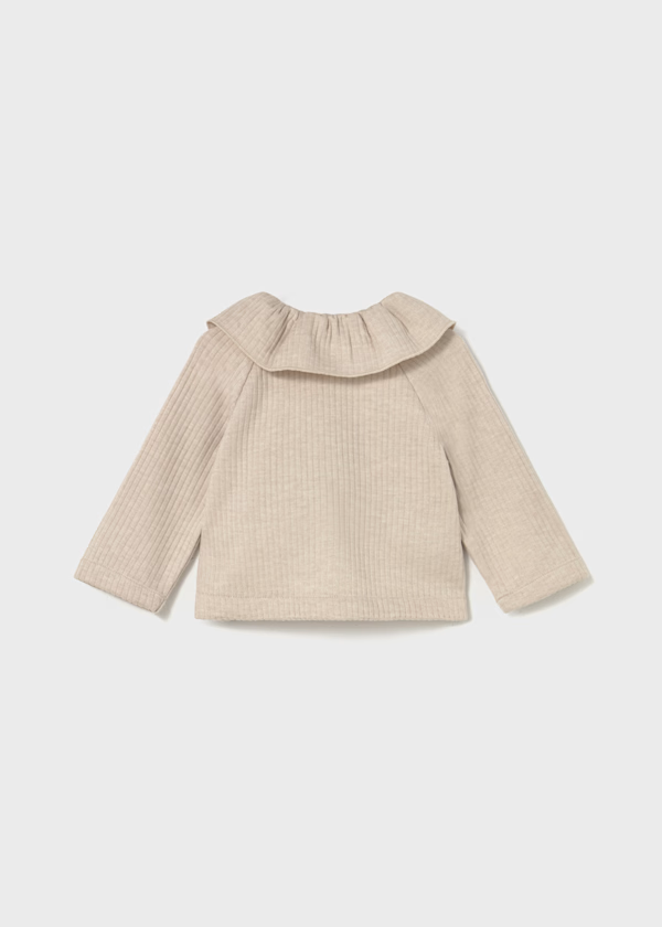Mayoral Toddler Girls Knitted Cardigan Jacket in Beige with Collar