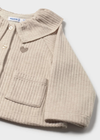 Mayoral Toddler Girls Knitted Cardigan Jacket in Beige with Collar