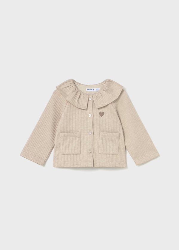 Mayoral Toddler Girls Knitted Cardigan Jacket in Beige with Collar