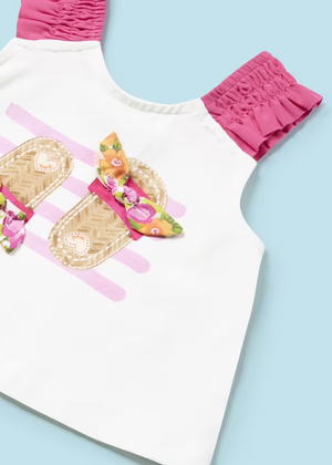 Mayoral Girls 2 Piece Summer Pink Shorts & Printed Pink Outfit | New Season