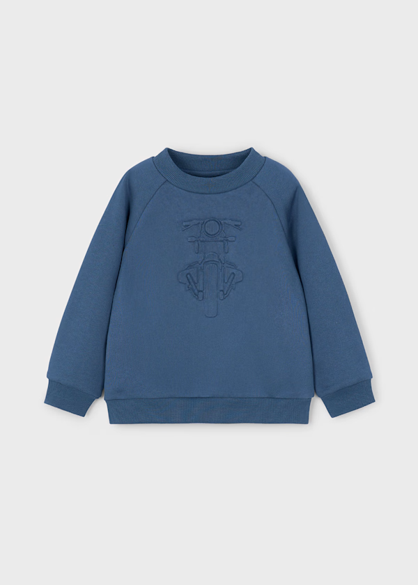 Mayoral Boys Motocycle Embossed Sweatshirt in Steel Blue