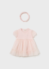 Mayoral Girls Pink and Gold Tulle Dress with Bodysuit & Matching Crown Headband  | New Season