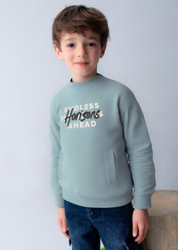 Mayoral Boys Glacier Blue Embriodred Slogan Jumper