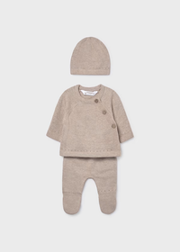 Mayoral Baby Unisex 3 piece Knitted Gift Set in Beige